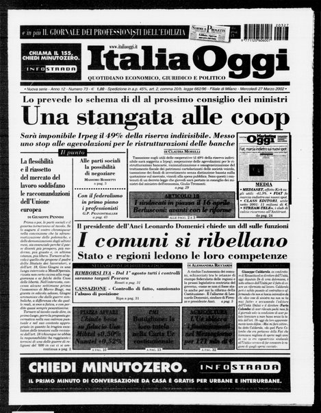 Italia oggi : quotidiano di economia finanza e politica